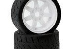 Powerhobby PHT5102-White  Powerhobby 1/8 Gripper 54/100 Belted Mounted Tires 17mm White Wheels