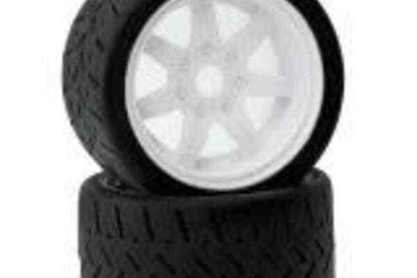 Powerhobby PHT5102-White  Powerhobby 1/8 Gripper 54/100 Belted Mounted Tires 17mm White Wheels