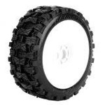 Powerhobby PHT2409DW  Powerhobby Raptor 1/8 Buggy Belted All Terrain Mounted Tires 17MM White Dish Wheels