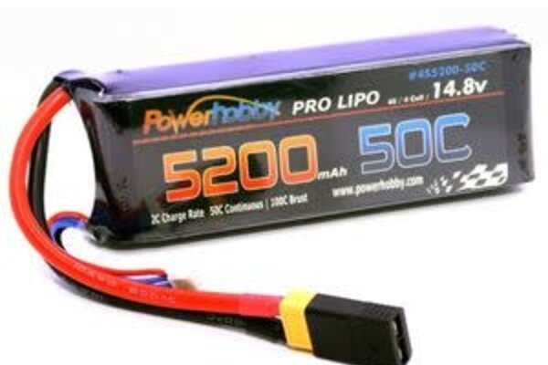 Powerhobby PHB4S520050XT60  Powerhobby 4s 14.8v 5200mah 50c Lipo Battery w XT60 Plug + Traxxas Adapter