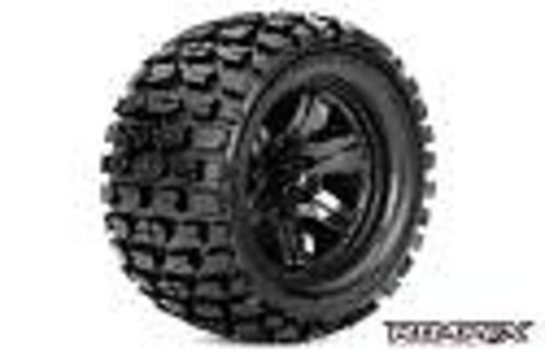 Roapex R/C ROPR3002-B2  Tracker 1/10 Monster Truck Tire Black Wheel with 1/2