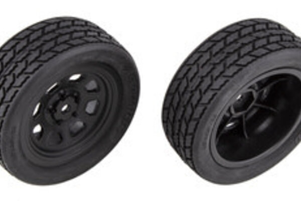 Team Associated ASC71194  SR10 Front Wheels w/ Street Stock Tires, Mounted