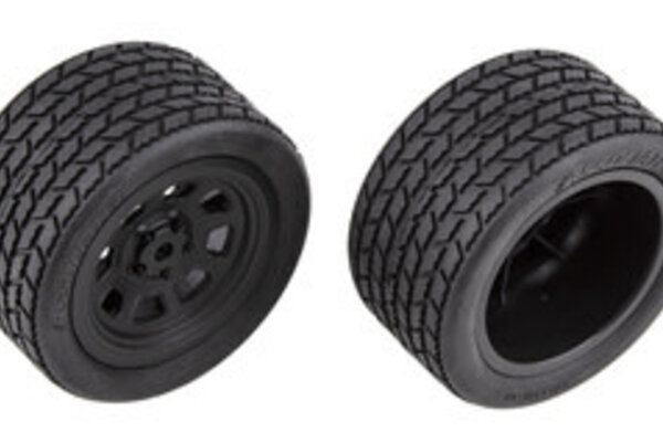 Team Associated ASC71195  SR10 Rear Wheels w/ Street Stock Tires, Mounted