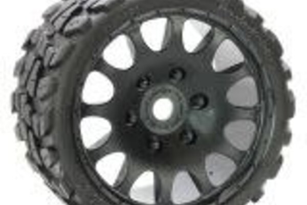 Powerhobby PHT1141-Race  Powerhobby Raptor Belted Monster Truck Tires / Wheels w 17mm Hex (2) Race