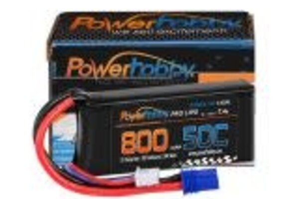 Powerhobby PHB2S80050CEC2  2S 7.4V 800mAh 50C Lipo Battery w/ EC2 Plug Losi Mini-B / Mini-T 2.0