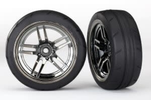 Traxxas 8373 Tires and wheels, assembled, glued (split-spoke black chrome wheels, 1.9' Response tires) (front) (2)