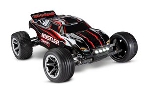 Traxxas 37054-61-RBLK RUSTLER W/ LED LIGHTS - RED/BLACK