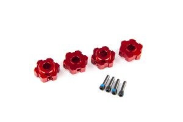 Traxxas 8956R  Wheel hubs, hex, aluminum (red-anodized) (4)/ 4x13mm screw pins (4)