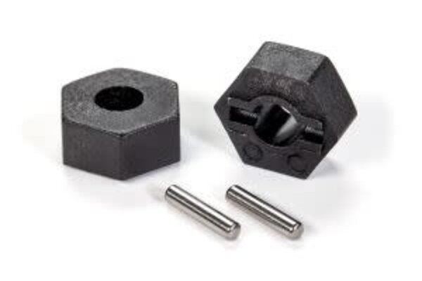 Traxxas 1654   Wheel hubs, 12mm hex (2)/ stub axle pins (2)