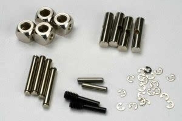 Traxxas 5452  U-joints, driveshaft (carrier (4)/ 4.5mm cross pin (4)/ 3mm cross pin (4)/ e-clips (20)) (metal parts for 2 driveshafts)