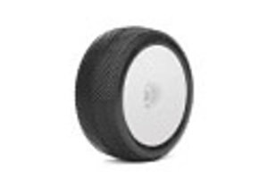 Jetko Tires JKO1007DWUSG  Red Devil 1/8 Buggy Tires Mounted on White Dish Rims, Ultra Soft (2)