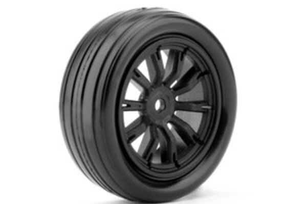 JETKO JKO2901CBSSG  1/10 DR Booster Front Tires, Mounted on Black Claw Rims, Super Soft