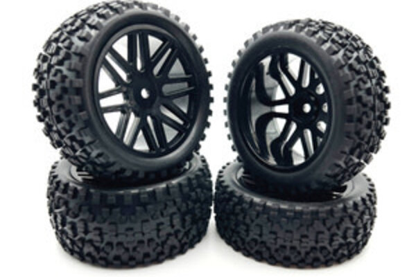 Racers Edge 1/10 Off-Road V Line Black Wheels (4pcs) Width Front:37mm Rear:43mm