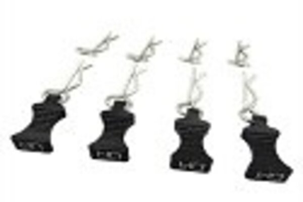 Hot Racing HRAAC03EZ01   AC03EZ01   1/10 Black Alum EZ Pulls, 4pcs and Body Clips (8pcs)
