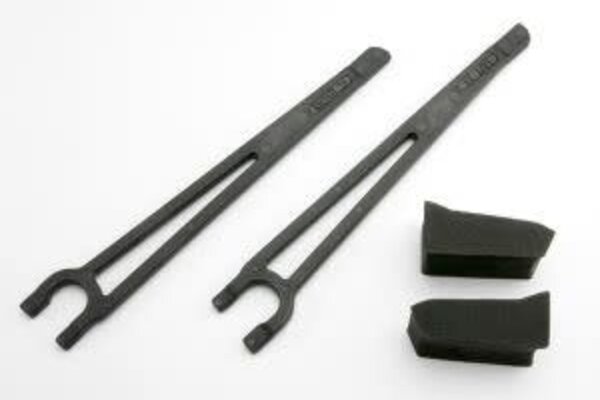 Traxxas 3927 Hold downs, battery, left & right (2)/ foam spacers (2) (fits standard battery packs)