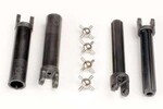 Traxxas Half shafts, long truck (external-splined (2) & internal-splined (2)/ metal U-joints (4)