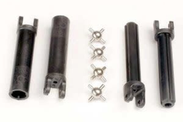 Traxxas Half shafts, long truck (external-splined (2) & internal-splined (2)/ metal U-joints (4)