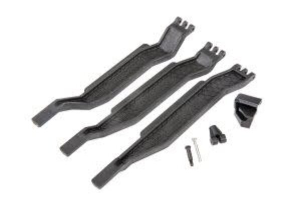 Traxxas 6726X  Battery hold-down (3)/ battery clip/ hold-down post/ screw pin/ pivot post screws