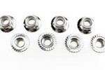 Traxxas 5147X Nuts, 5mm flanged nylon locking (steel, serrated) (8)