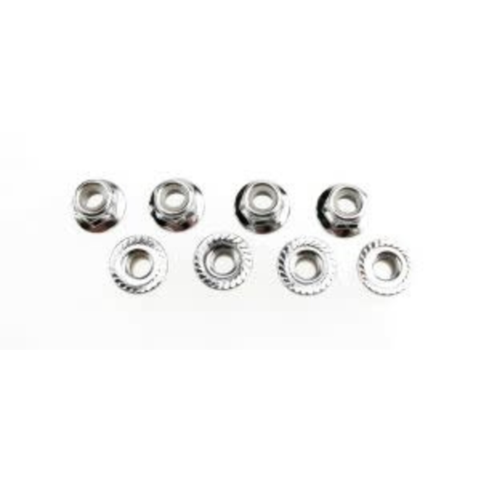 Traxxas 5147X Nuts, 5mm flanged nylon locking (steel, serrated) (8)
