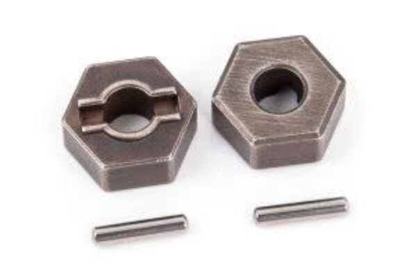 Traxxas 1654R Wheel hubs, 12mm hex (steel) (2)/ axle pins (2)