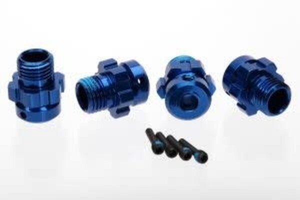 Traxxas 6469 Wheel hub, splined, 17mm, 6061-T6 aluminum (blue-anodized) (4)/ screw pin, 4x13mm (with threadlock) (4) (for 6mm axles)