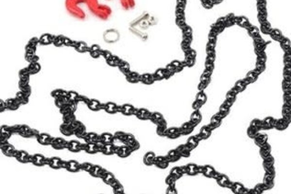 Yeah Racing Yeah Racing 96cm 1/10 Crawler Scale Steel Chain Accessory w/Red Hooks (Black)