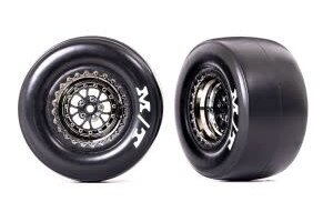 Traxxas 9476X Tires & wheels, assembled, glued (Weld black chrome wheels, sticky tires, foam inserts) (rear) (2)