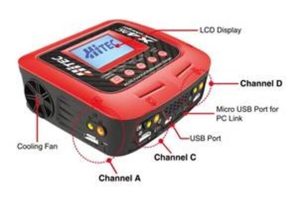 Hitec HRC44254   X4AC PRO 200 Watt 4 Port AC/DC Multi Charger
