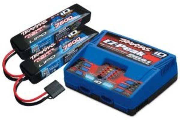 Traxxas 2991 Battery/charger completer pack (includes #2972 Dual iD® charger (1), #2869X 7600mAh 7.4V 2-cell 25C LiPo iD® battery (2))