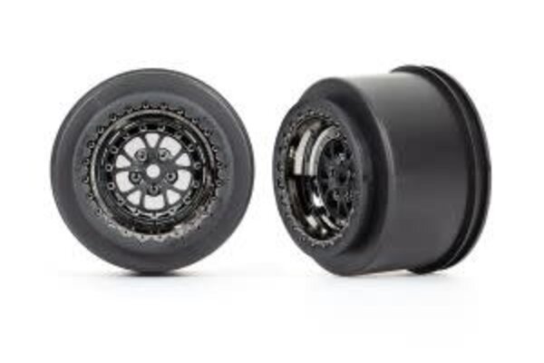 Traxxas 9473X Wheels, Weld black chrome (rear) (2)