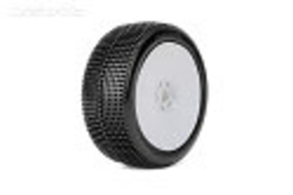 Jetko Tires JKO1001DWMSG Sting 1/8 Buggy Tires Mounted on White Dish Rims, Medium Soft (2)