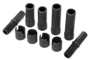 Traxxas 8250 Half shafts, center (internal splined, front (2) & internal splined, rear (2)/ external splined (2)/ pin retainer (4)) (plastic parts only)