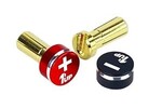 1UP Racing 1UP190432  LowPro Bullet Plugs & Grips, 5mm, Red/Black
