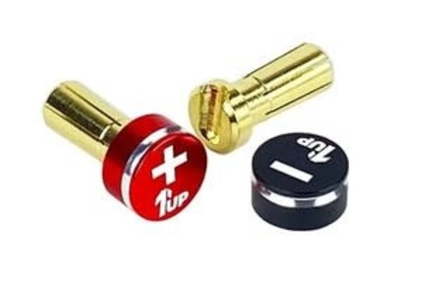 1UP Racing 1UP190432  LowPro Bullet Plugs & Grips, 5mm, Red/Black