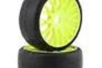 GRP TYRES GRPGTY04-XM5  GRP Tires GT - TO4 Slick Belted Pre-Mounted 1/8 Buggy Tires (Yellow) (2) (XM5) w/FLEX Wheel