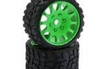 Powerhobby PHT1141-Sport GREEN  Powerhobby Raptor Belted Monster Truck Tires / Wheels w 17mm Hex (2) Sport GREEN