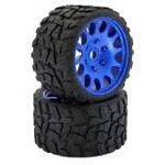 Powerhobby PHT1141-Sport Blue Powerhobby Raptor Belted Monster Truck Tires / Wheels w 17mm Hex (2) Sport BLUE