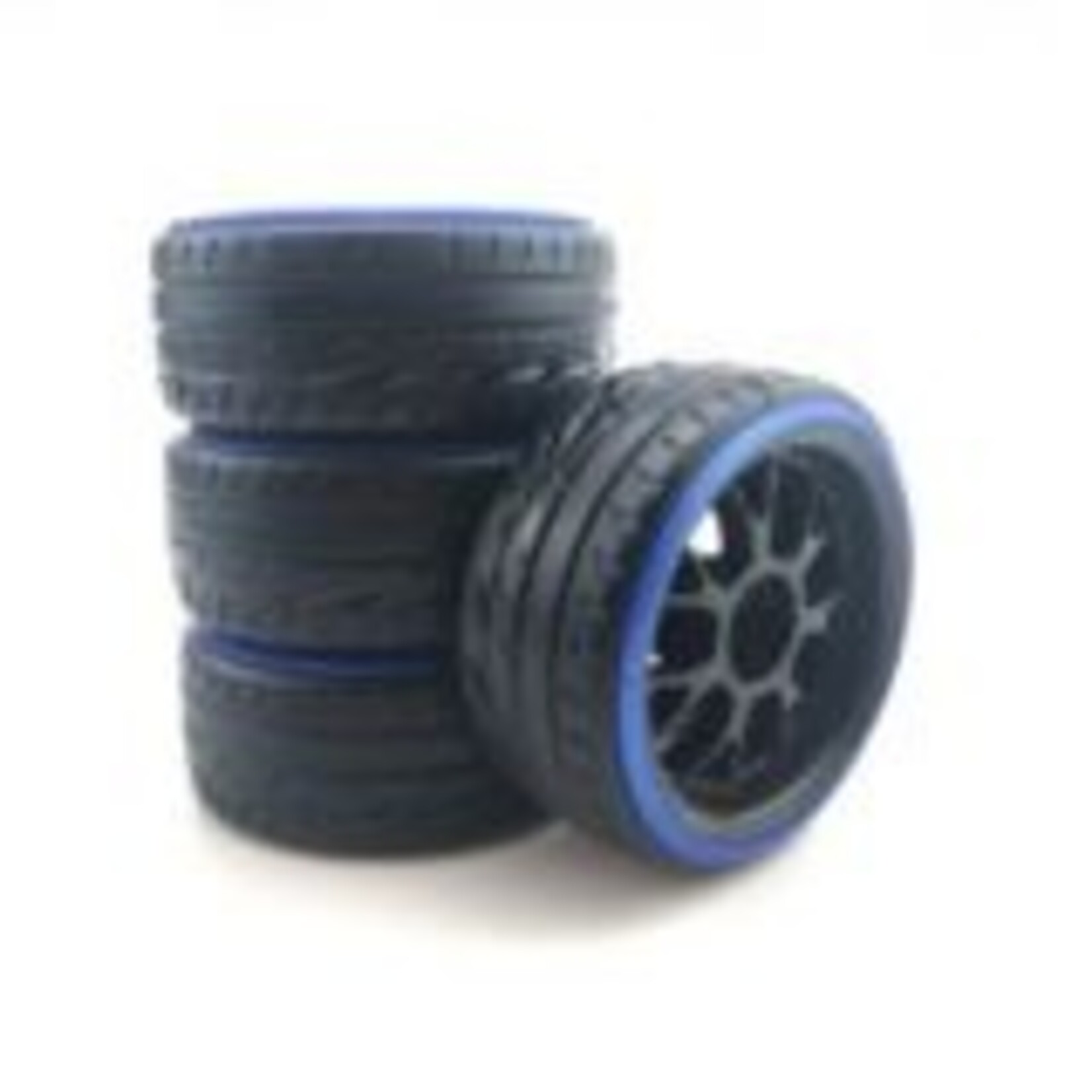 Powerhobby PHB5496  Powerhobby 1/10 Drift Car Mounted Tires / Wheels (4) Blue / Black PY1001