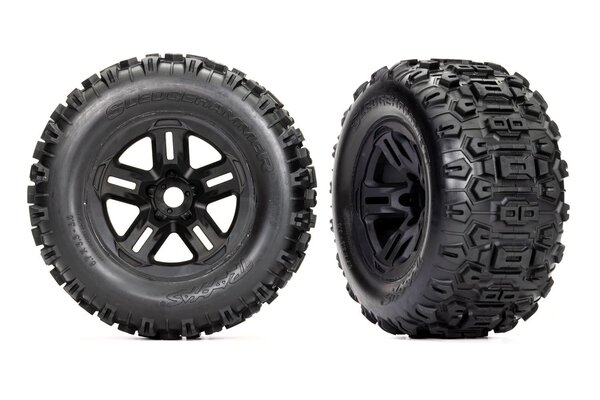 Traxxas 9672 Tires and wheels, assembled, glued (3.8' black wheels, Sledgehammer® tires, foam inserts) (2) 1:8