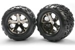 Traxxas 3668A Tires & wheels, assembled, glued (2.8') (All-Star black chrome wheels, Talon tires, foam inserts) (2WD electric rear) (2) (TSM rated)