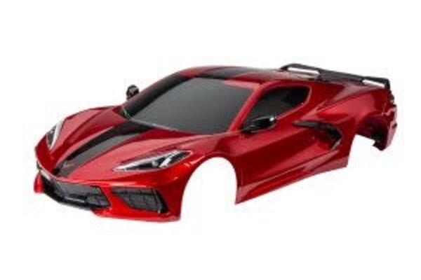 Traxxas 9311R Body, Chevrolet Corvette Stingray, complete (red) (painted, decals applied) (includes side mirrors, spoiler, grilles, vents, & clipless mounting)
