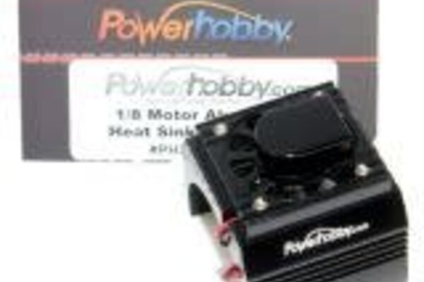 Powerhobby PHB18FSBLACK    Powerhobby Aluminum Motor Heatsink + Cooling Fan For 1/8 Size Motors Black