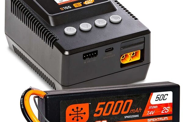 SPEKTRUM SPMXPSS200  Smart Powerstage Surface Bundle: 5000mAh 2S LiPo Battery / S155 Charger