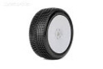 Jetko Tires JKO1001DWUSG  Sting 1/8 Buggy Tires Mounted on White Dish Rims, Ultra Soft (2)