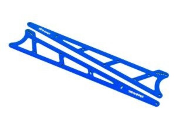 Traxxas 9462X Side plates, wheelie bar, blue (aluminum) (2)