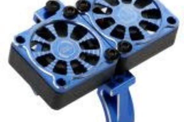 Powerhobby PH1295Blue  Powerhobby 1/8 Aluminum HeatSink (Motor Mount) w/Twin Turbo High-Speed 30mm Cooling Fans For 40-42mm Diamtere Motors