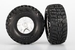 Traxxas 5976R Tires & wheels, assembled, glued (S1 ultra-soft off-road racing compound) (SCT Split-Spoke satin chrome, black beadlock style wheels, dual profile (2.2' outer, 3.0' inner), Kumho tires, foam inserts) (2) (front/rear)