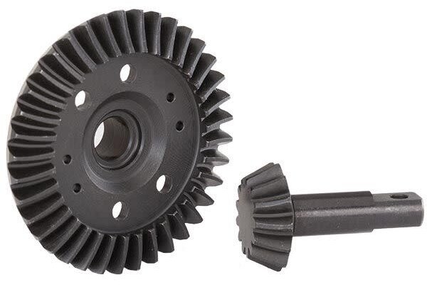 Traxxas 5379R Ring gear, differential/ pinion gear, differential (machined, spiral cut) (front)