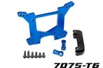 Traxxas 6738X Shock tower, rear, 7075-T6 aluminum (blue-anodized) (1)/ body mount bracket (1)